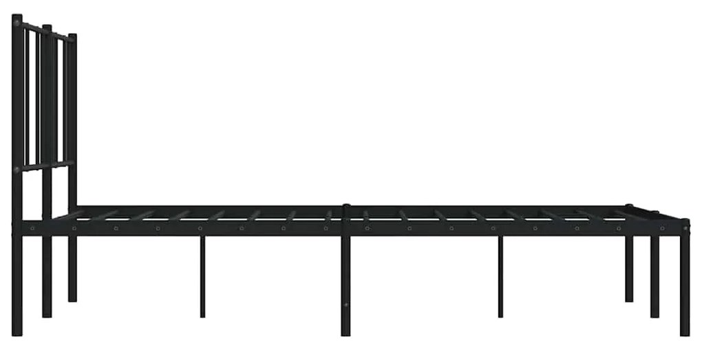 Estrutura de cama em metal com cabeceira 150x200 cm preto