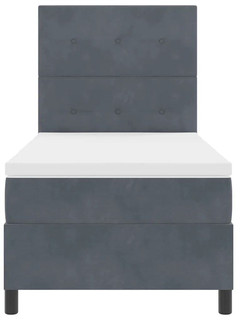 Cama Box Spring vidaXL com Colchão Cinza Escuro 90x200 cm Veludo