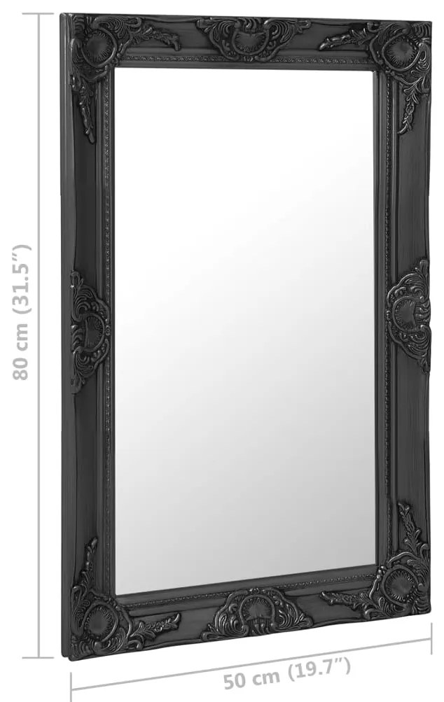Espelho de parede estilo barroco 50x80 cm preto