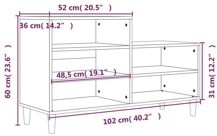 Sapateira Ciara - Com 5 Prateleiras - Cor Preto - 102x36x60 cm - Deriv