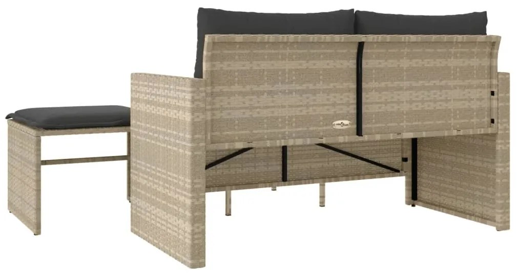 3 pcs conj. sofás jardim c/ almofadões vime PE cinzento-claro
