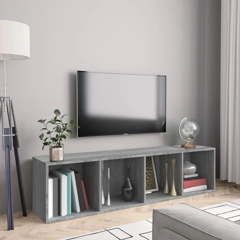vidaXL Estante/Móvel de TV 143x30x36 cm madeira proc. sonoma cinza