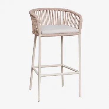Pack De 2 Bancos Altos Com Apoios De Braços Em Corda Trançada Arhiza ↑75 Cm & Nude Beige - Sklum