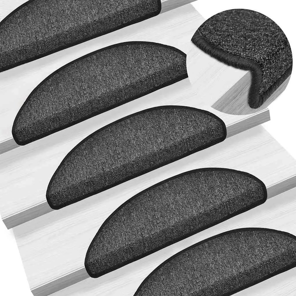 Tapetes de escada 30 pcs 56x17x3 cm antracite