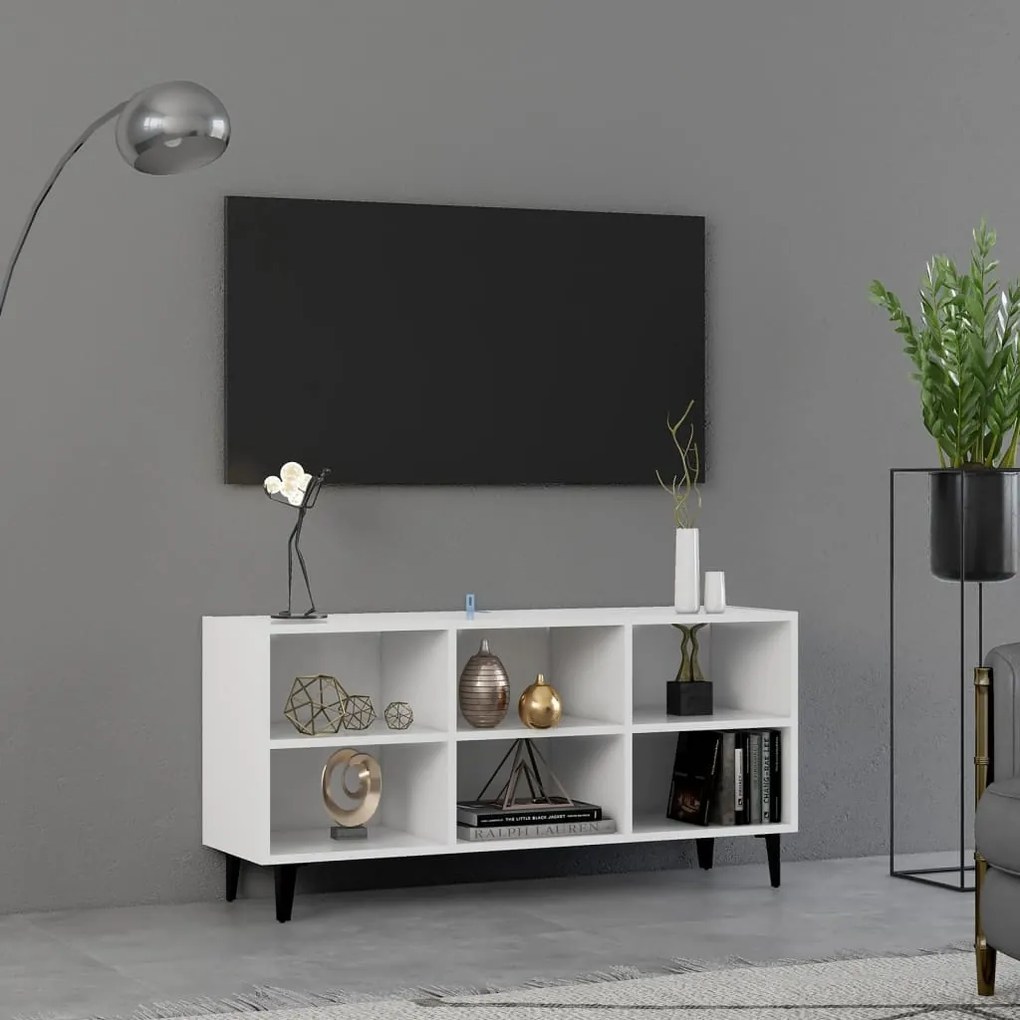 Móvel de TV com pernas em metal 103,5x30x50 cm branco