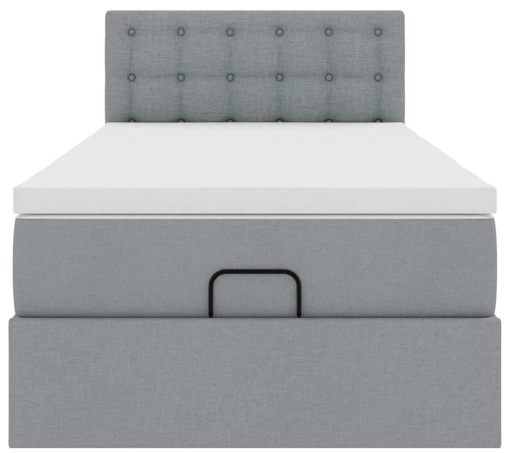 Cama otomana com colchão 100x200 cm tecido cinzento claro