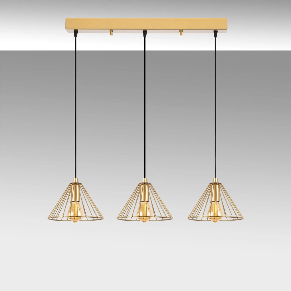 Chandelier Soylu – Dourado Brilhante – 72 x 20 x 117 cm