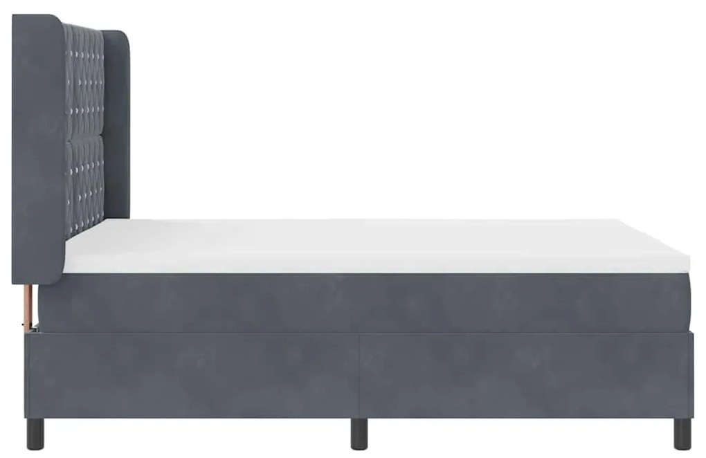 Cama Box Spring vidaXL com Colchão e LED Cinza Escuro 140x200 cm Velud