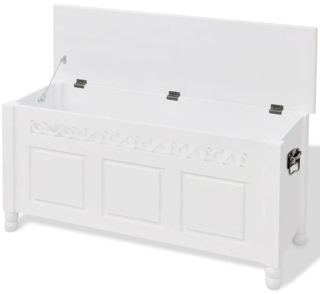 Banco de arrumação, estilo barroco, MDF branco