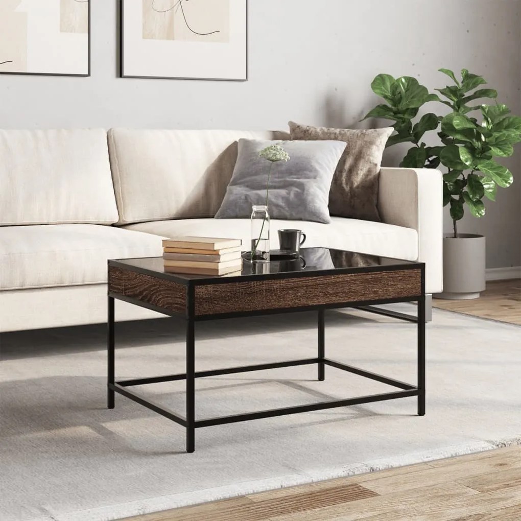 Mesa de centro luzes LED Infinity 70x50x41 cm carvalho castanho