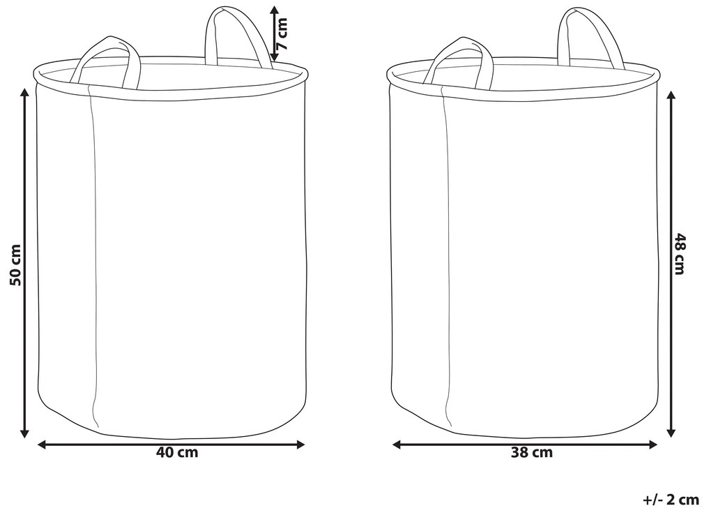Conjunto de 2 cestos em tecido de poliéster branco e creme SAMTI Beliani