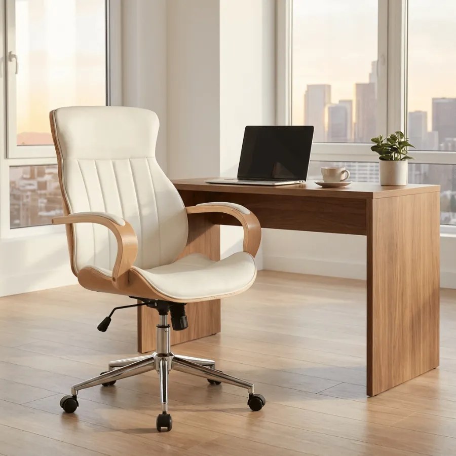 Cadeira de Escritório Melilla Couro Sintético Branco