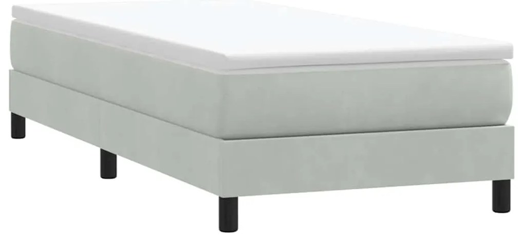 Cama com molas/colchão Cinza Claro 90x210 cm veludo