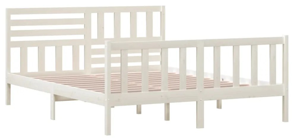 Estrutura de cama 160x200 cm madeira maciça branco