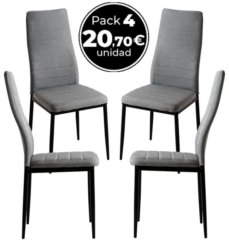 Pack 4 Cadeiras Lauter Tecido - Cinza escuro