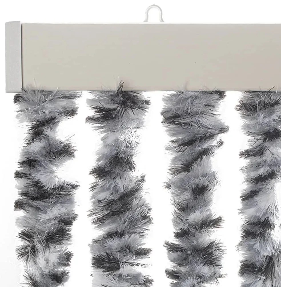 Cortina anti-insetos 90x200 cm chenille cinzento/preto/branco