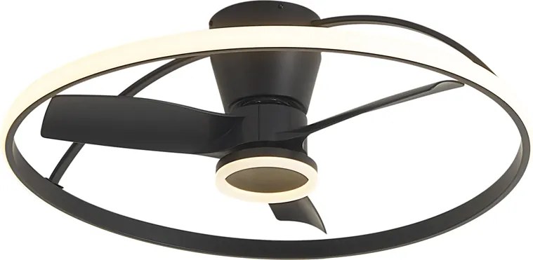 Ventilador de teto preto com LED e controlo remoto - Steer