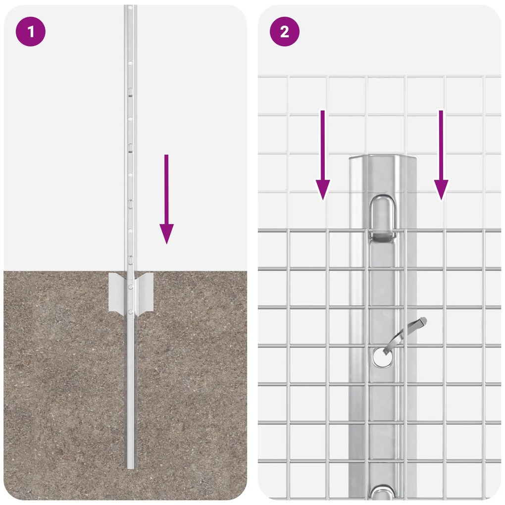 Cerca de Arame Soldado com 5 Postes em U Prateada 0.6x10 m Aço