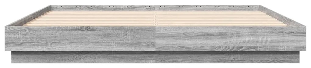 Estrutura de cama com luzes LED 180x200 cm cinzento sonoma