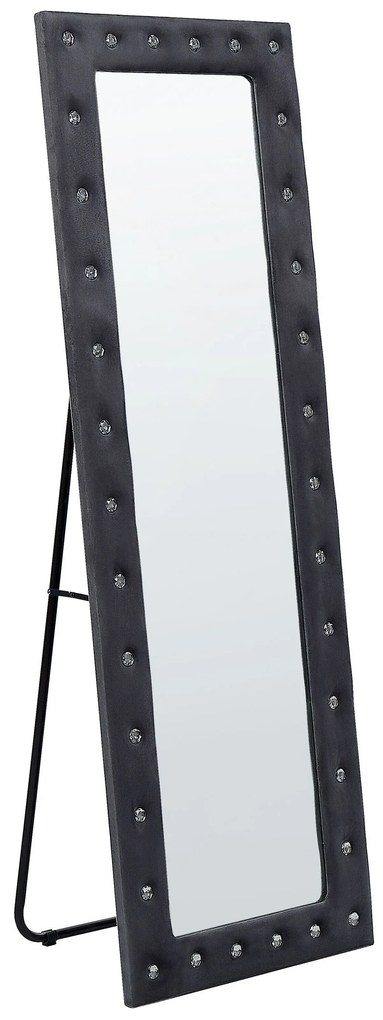 Espelho de pé com moldura em veludo cinzento escuro 50 x 150 cm ANSOUIS Beliani