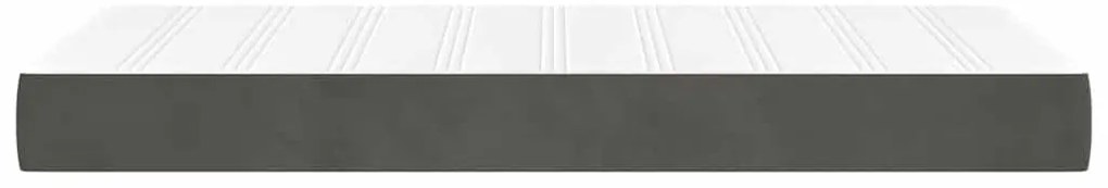 Colchão de molas ensacadas 80x220x20 cm veludo cinza-escuro