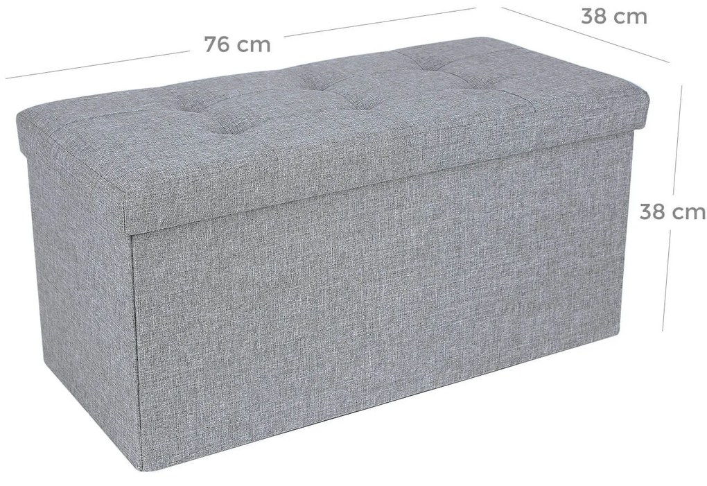 Banco com assento e arrumação 76 x 38 x 38 cm Cinza claro mesclado