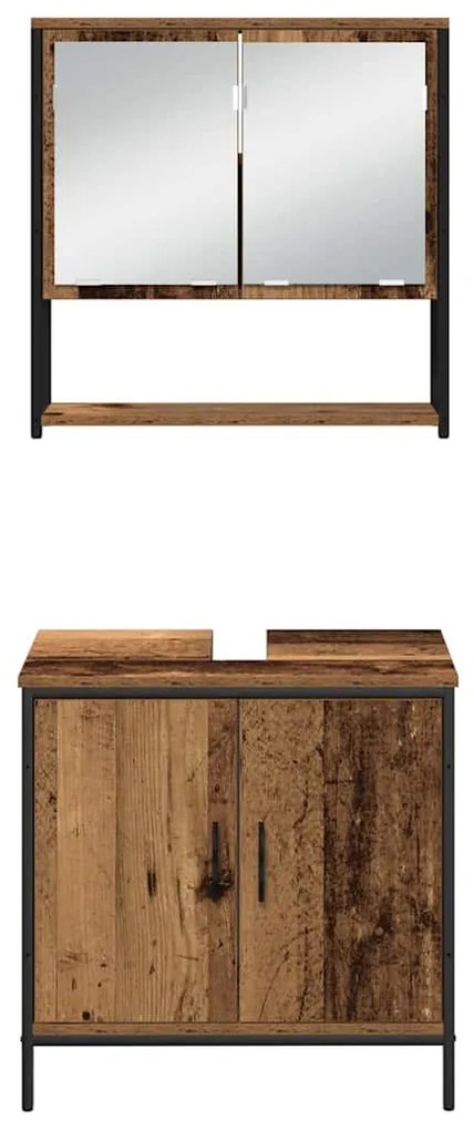 Conjunto de Móveis para Banheiro 4 Peças - Madeira Antiga - Madeira Co
