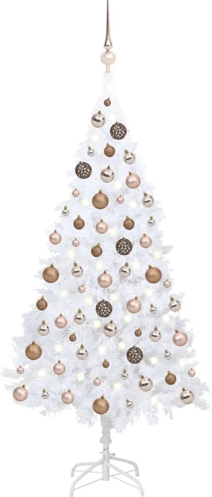 3077626 vidaXL Árvore Natal artificial pré-iluminada c/ bolas 150cm PVC branco