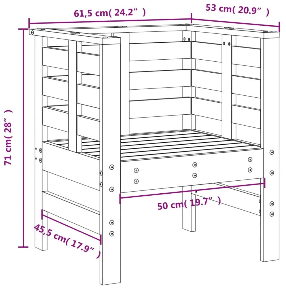 Cadeiras de jardim 2 pcs 61,5x53x71 cm pinho maciço cinzento