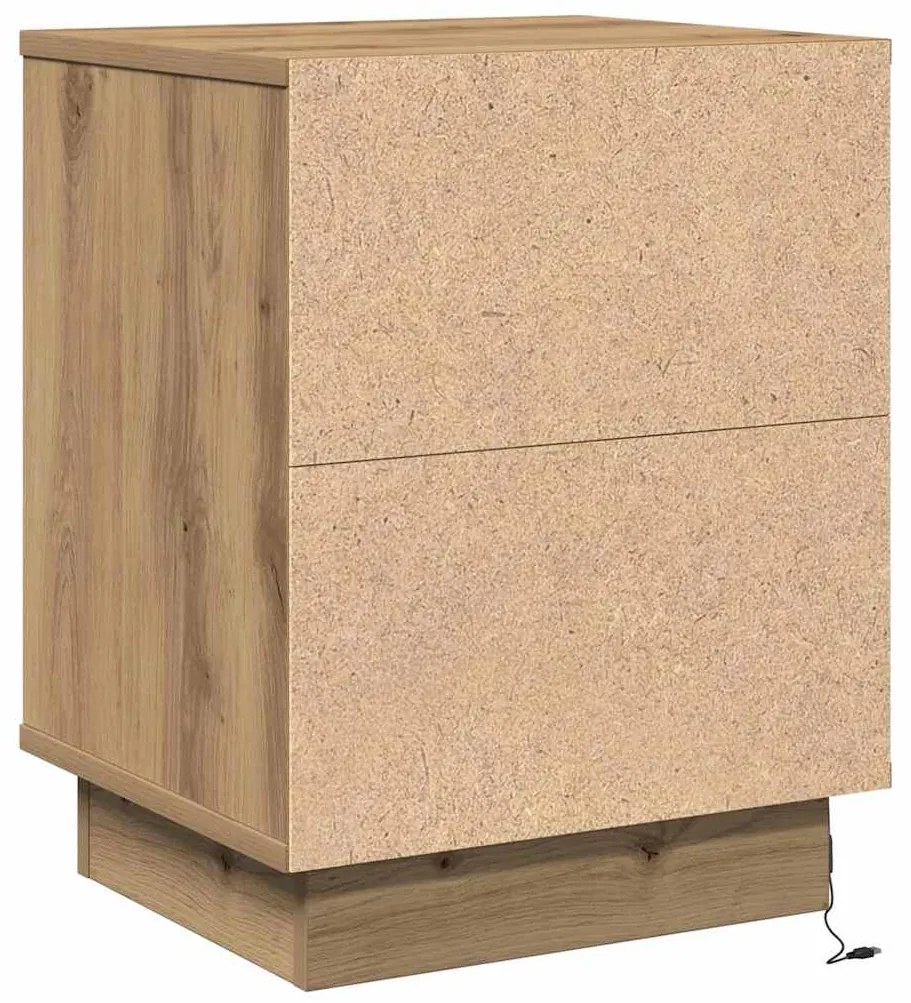 Criados-mudos com Luzes LED 2 pcs Carvalho Artesanal 39x34.5x50 cm