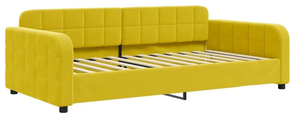 Sofá-cama com colchão 90x200 cm veludo amarelo