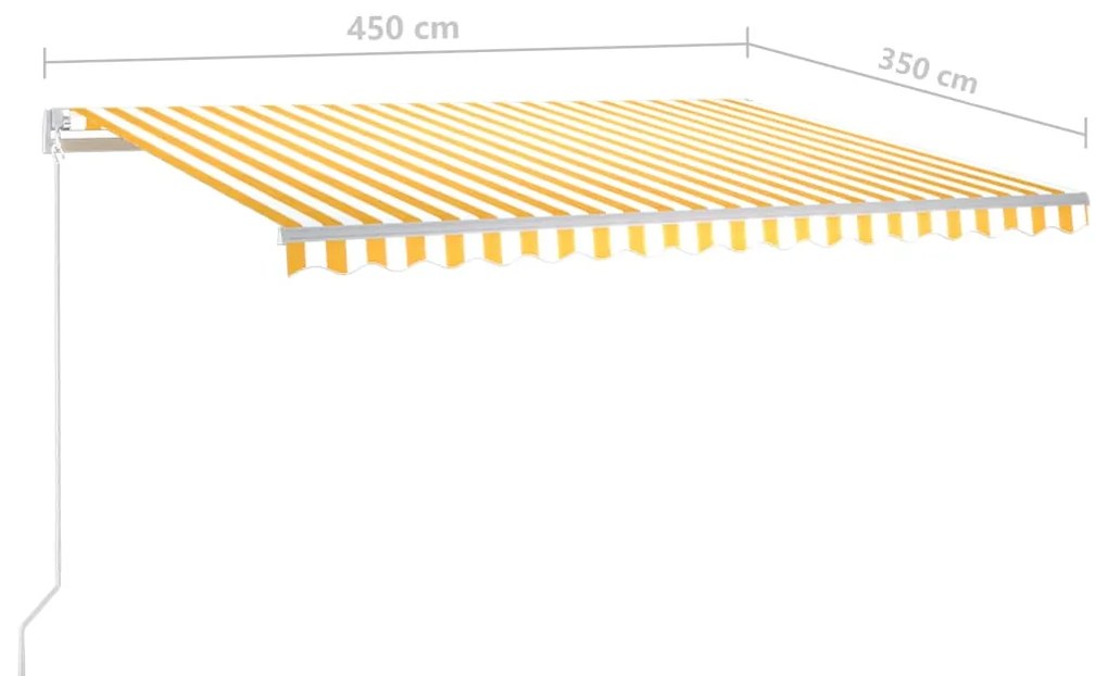 Toldo retrátil automático com postes 4,5x3,5 m amarelo e branco