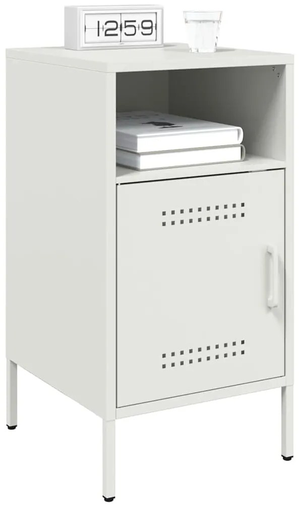 Mesas de cabeceira 2 pcs 36x39x68 cm aço branco
