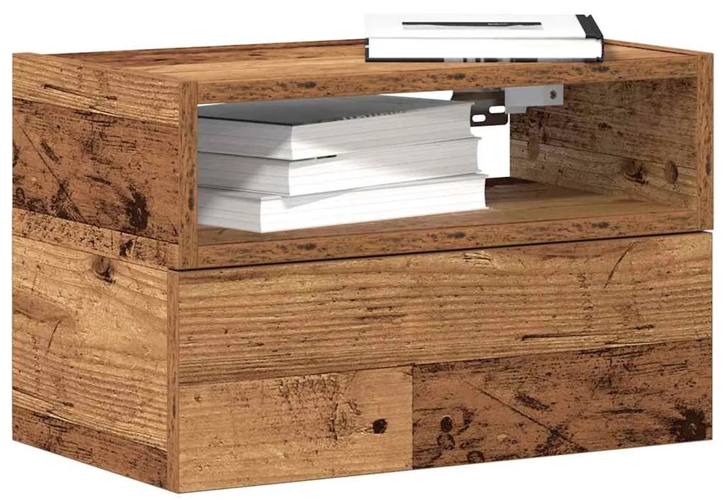 Mesas de cabeceira parede 2 pcs 45x26x28,5 cm cor madeira velha
