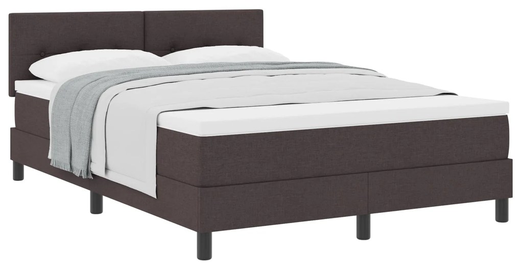 Cama com Box Spring e Colchão Castanho Escuro 140x190 cm Tecido