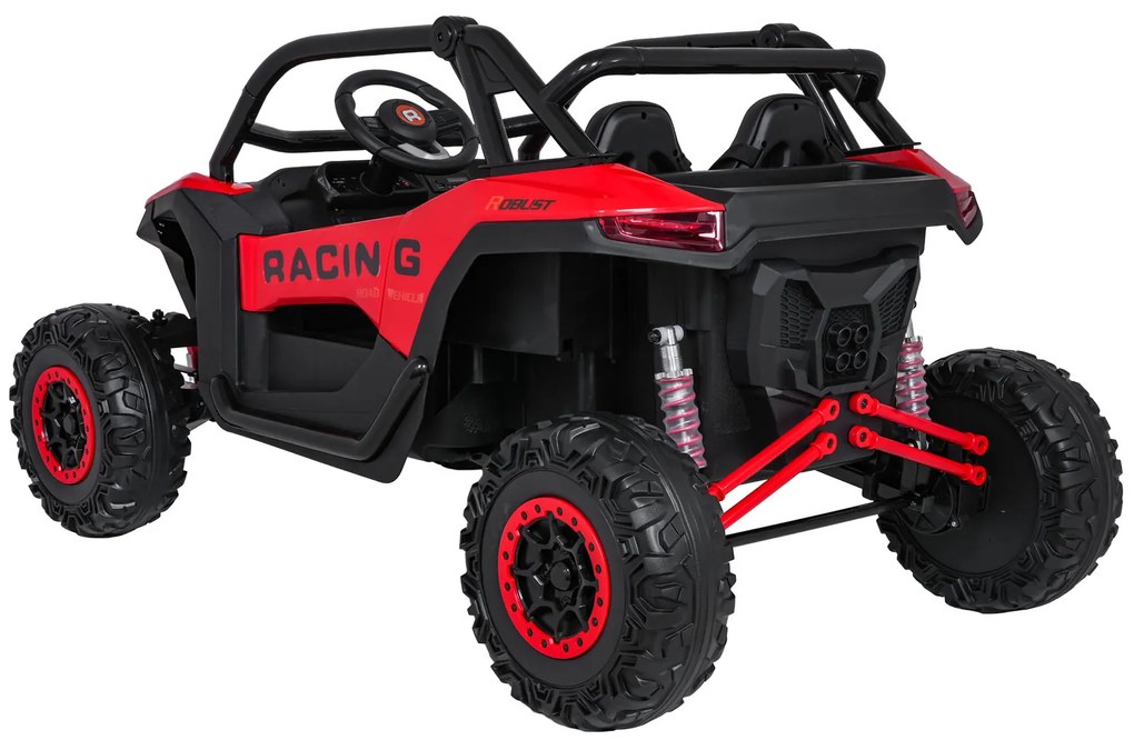 Carro elétrico para Crianças 4X4 2 Lugares 24V RACING Road 2000, Pneus Espuma EVA, Assento couro ecológico Vermelho