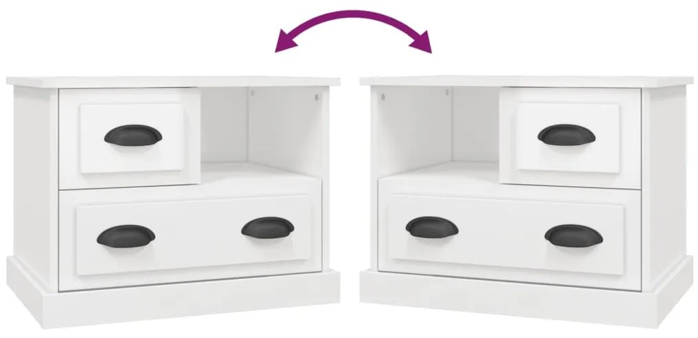 Mesa de cabeceira 60x39x45 cm branco brilhante