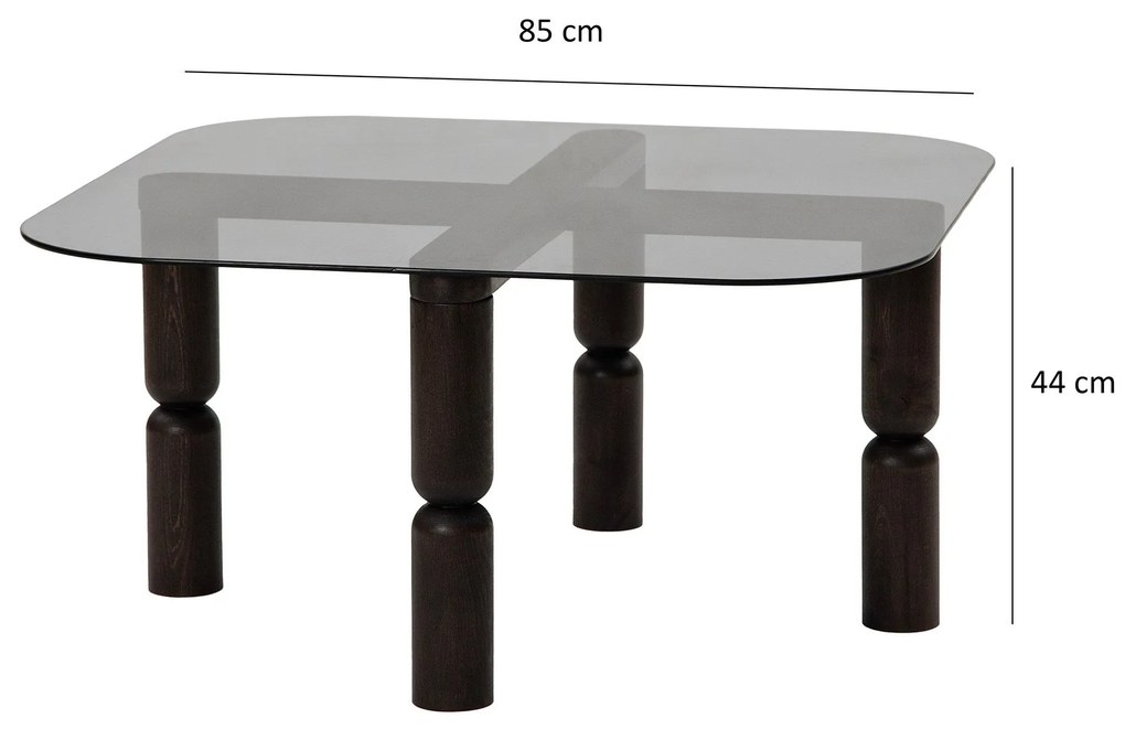 Mesa de Café Kei – Cor Antracite Fumado – 80cm x 40cm x 80cm