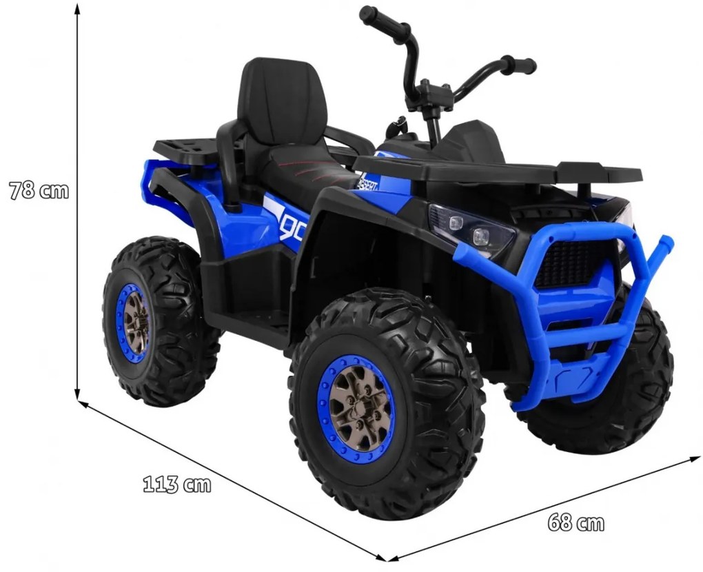 Moto 4 elétrica para crianças 12V 4x4 45W Deserto com Rodas Espuma EVA, Assento couro ecológico, som Crianças Até 30 kg Azul