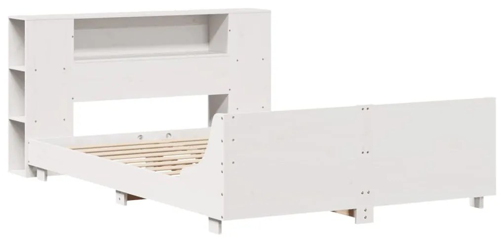Cama sem colchão 140x200 cm madeira de pinho maciça branco