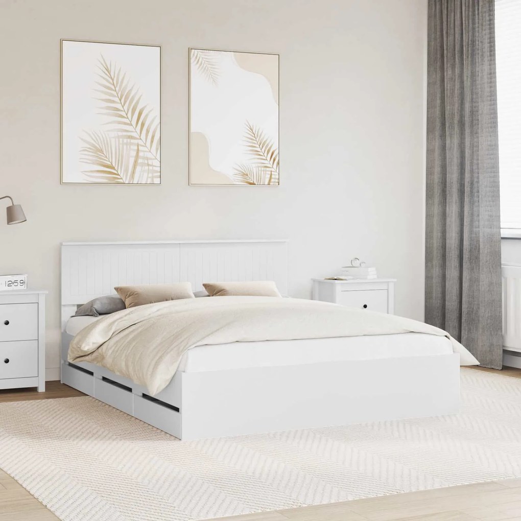 vidaXL Estrutura da Cama Branco 160 x 200 cm Madeira de Engenharia