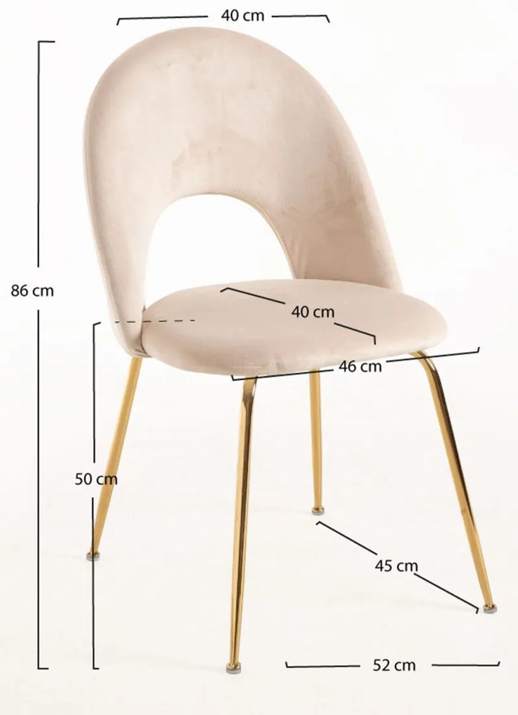 Pack 4 Cadeiras Dawa Gold Veludo - Beige