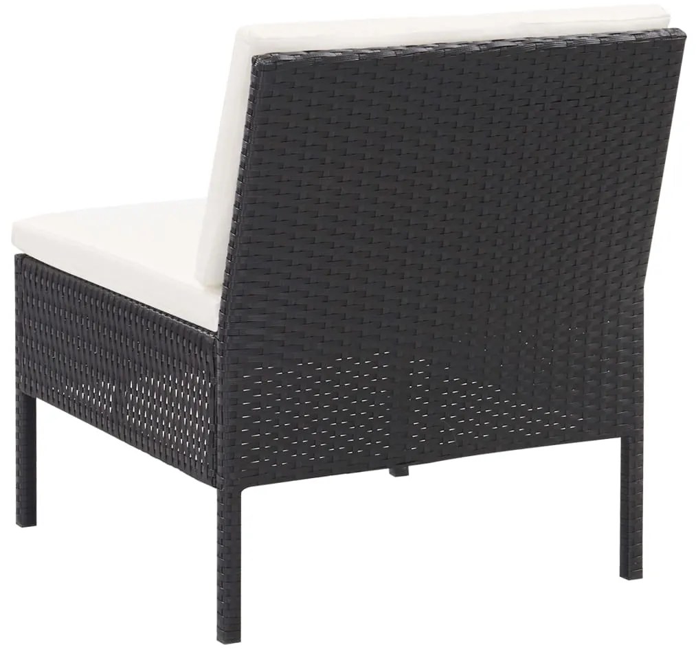 6 pcs conjunto lounge de jardim c/ almofadões vime PE preto