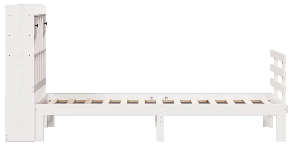 Cama com estante sem colchão 75x190 cm pinho maciço branco