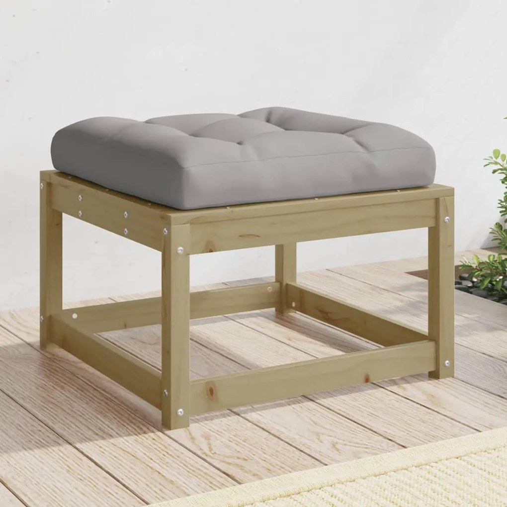 vidaXL Apoio de pés p/ jardim c/ almofadão pinho impregnado