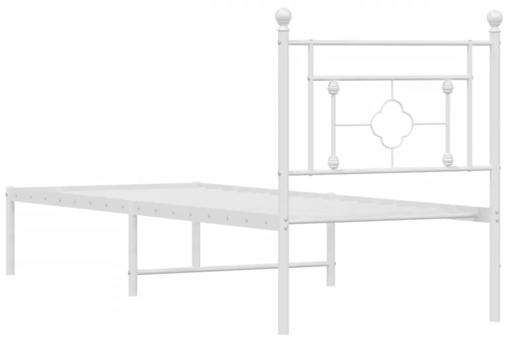 Estrutura de cama com cabeceira 75x190 cm metal branco