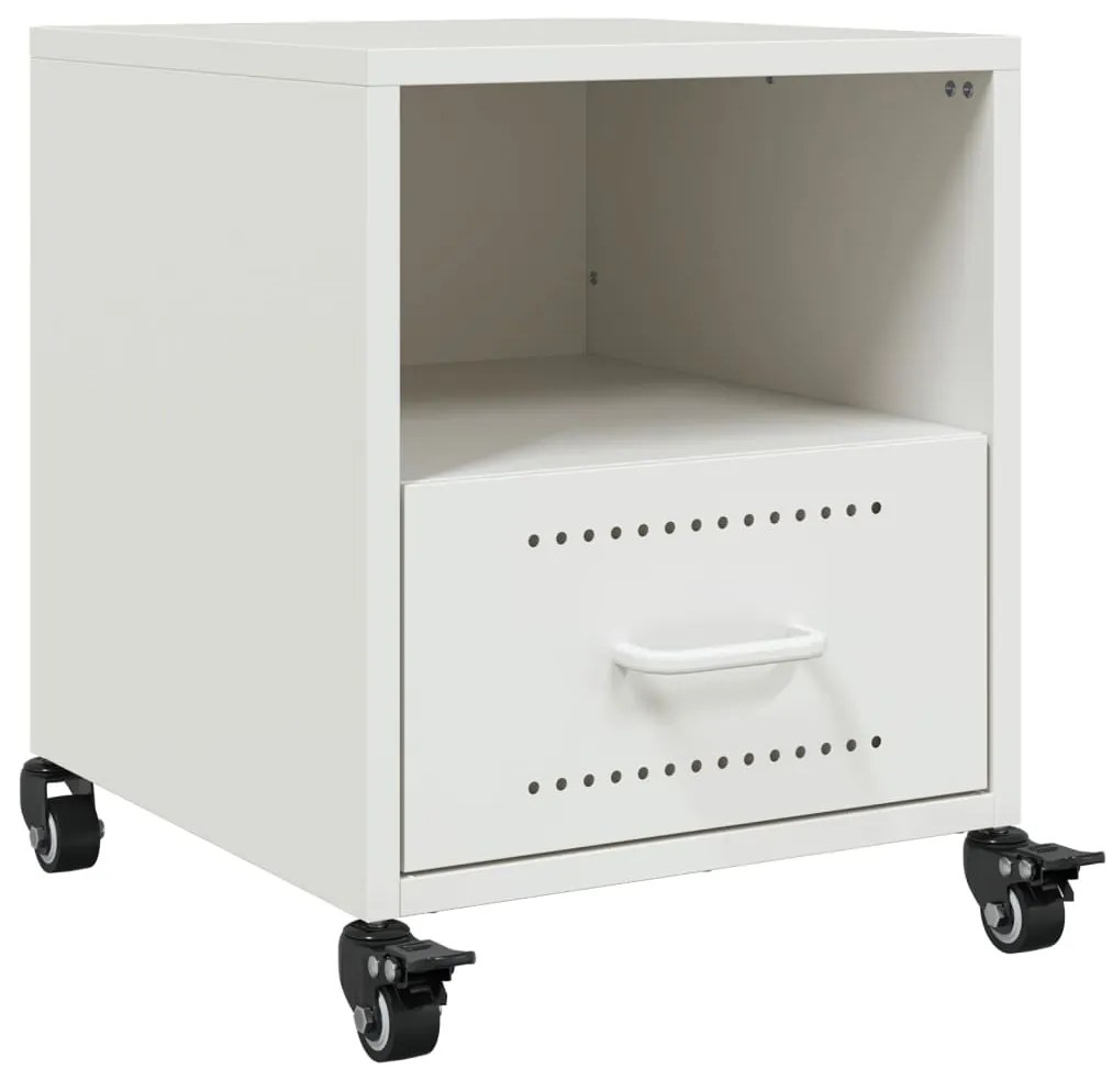 Mesas de cabeceira 2 pcs 36x39x43,5 cm aço branco