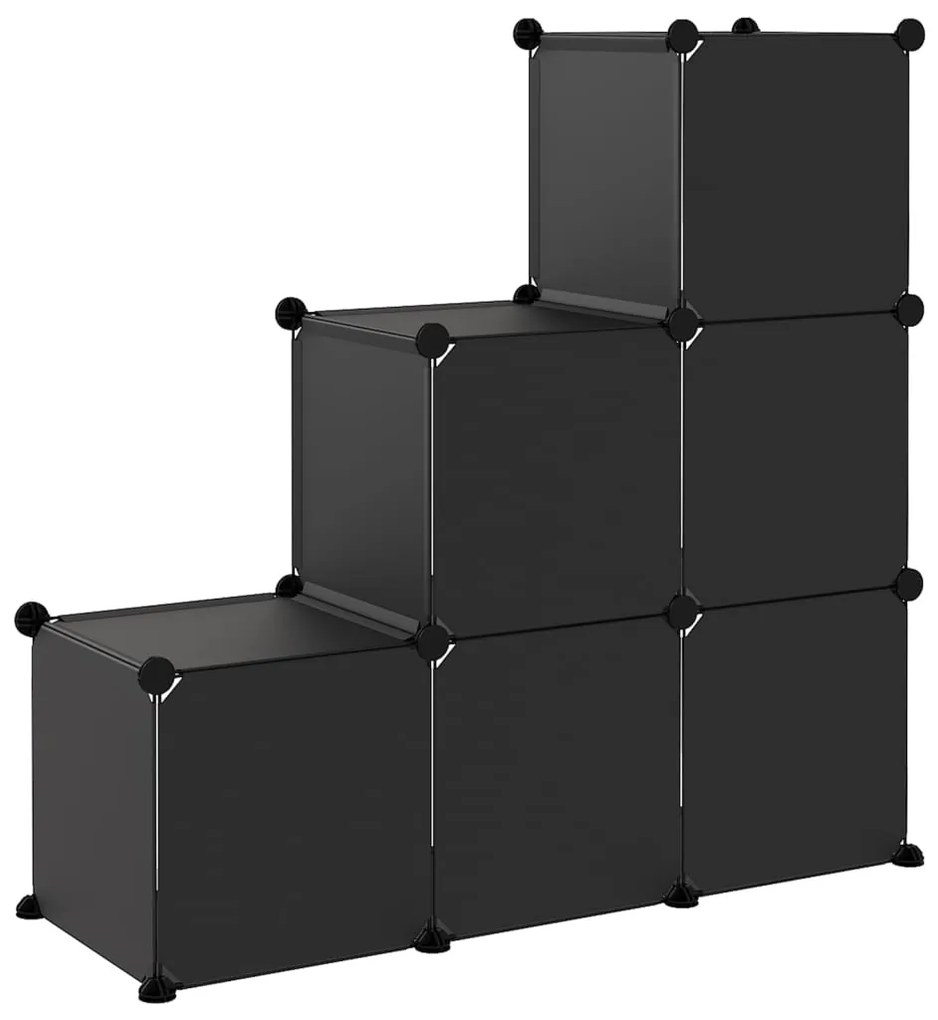 Organizador de arrumação com 6 cubos PP preto