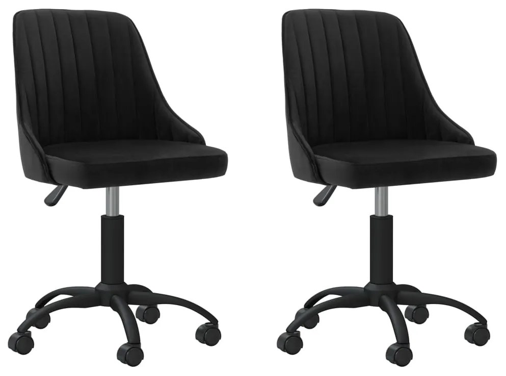vidaXL Cadeiras de jantar giratórias 2 pcs veludo preto