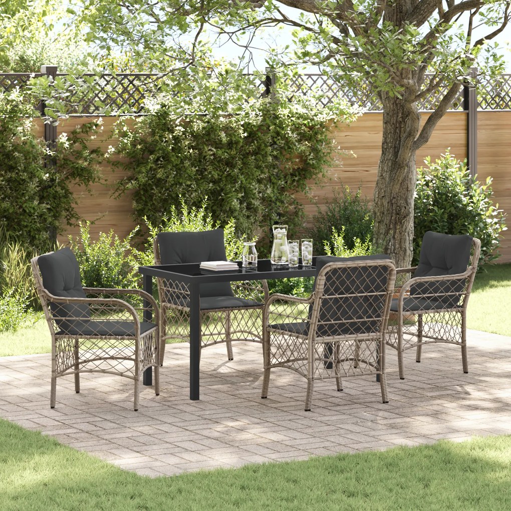 Conjunto de Jantar de Jardim com Almofadas Cinza Claro Vime PE